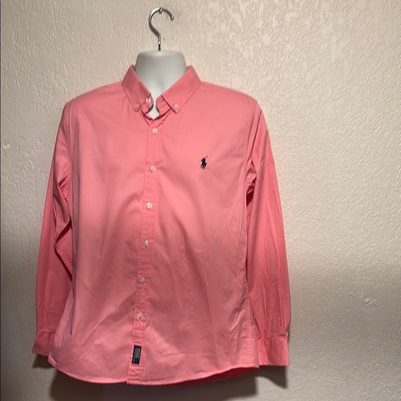 Polo Casual Pink Button Down Shirt with Embroidered Logo - Picture 1 of 5